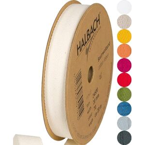 Halbach Seidenbänder Baumwollband 20 mm x 20 m, Bänder zum Basteln als Meterware, Stoffband für Dekorationen, Webband 100% Baumwolle DIY Handwerk, Schrägband Näharbeiten, Farbe: off-white, 24500 Halbach Seidenbänder Baumwollband 20 mm x 20 m, Bänder zum Basteln als Meterware, Stoffband für Dekorationen, Webband 100% Baumwolle DIY Handwerk, Schrägband Näharbeiten, Farbe: off-white, 24500