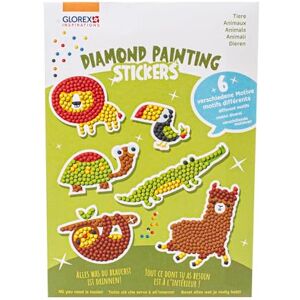 GLOREX 6 1242 701 Diamond Painting Stickers, Motiv: Tiere, Bastelset zum Malen mit Glitzersteinchen, für Kinder ab 6 Jahren GLOREX 6 1242 701 Diamond Painting Stickers, Motiv: Tiere, Bastelset zum Malen mit Glitzersteinchen, für Kinder ab 6 Jahren