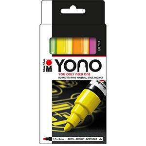 Marabu 1240000004000 YONO Marker Set Neon mit 4 Farben, vielseitige Acrylstifte mit japanischer Rundspitze 1,5 3 mm, wasserbasiert, lichtecht und wasserfest, für nahezu alle Untergründe Marabu 1240000004000 YONO Marker Set Neon mit 4 Farben, vielseitige Acrylstifte mit japanischer Rundspitze 1,5 3 mm, wasserbasiert, lichtecht und wasserfest, für nahezu alle Untergründe