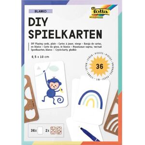 folia 2327 DIY Spielkarten BLANKO, 36 Stück ca. 6,5 x 10 cm, Spielkarten-Set mit leeren Karten in Weiß, 2 Schablonen aus Kraftpappe und einer Vorlage, Kartenspiel zum selber gestalten folia 2327 DIY Spielkarten BLANKO, 36 Stück ca. 6,5 x 10 cm, Spielkarten-Set mit leeren Karten in Weiß, 2 Schablonen aus Kraftpappe und einer Vorlage, Kartenspiel zum selber gestalten