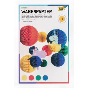 folia 461-09 Wabenpapier BASIC, 21 x 33 cm, Bastelpapier mit Wabenstruktur in 4 Farben, 30-lagig, zum Gestalten bunter Waben Deko folia 461-09 Wabenpapier BASIC, 21 x 33 cm, Bastelpapier mit Wabenstruktur in 4 Farben, 30-lagig, zum Gestalten bunter Waben Deko