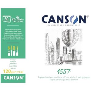 Canson 204127410 1557 Zeichen- und Skizzenpapier - A2, Reinweiß Canson 204127410 1557 Zeichen- und Skizzenpapier - A2, Reinweiß