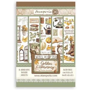 Stamperia Washi Pad for Scrapbooks, Albums, Cards, Bullet Journals and More, Translucent and Easy to Cut, Acid Free, Perfect for Hobbies, Crafts, and Gifting (Golden Harmony) (A5) (8 Sheets) Stamperia Washi Pad for Scrapbooks, Albums, Cards, Bullet Journals and More, Translucent and Easy to Cut, Acid Free, Perfect for Hobbies, Crafts, and Gifting (Golden Harmony) (A5) (8 Sheets)