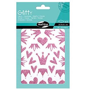 Maildor MY MANDARINE AE073O Packung Glitty, 4 Stickerbogen 10,5x16cm, (87 Stickers), mit Glitzer, Herzen und Kronen in Rosa/Lila/Violett, 1 Pack Maildor MY MANDARINE AE073O Packung Glitty, 4 Stickerbogen 10,5x16cm, (87 Stickers), mit Glitzer, Herzen und Kronen in Rosa/Lila/Violett, 1 Pack