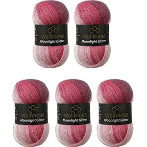 Wollbiene Moonlight Glitter Batik Simli Strickwolle 500g 5 x 100g zum Stricken und Häkeln 20% Wolle, Metallic, Türkisch, Farbverlauf, Glitzer (5100 Grau Beere Weiß) Wollbiene Moonlight Glitter Batik Simli Strickwolle 500g 5 x 100g zum Stricken und Häkeln 20% Wolle, Metallic, Türkisch, Farbverlauf, Glitzer (5100 Grau Beere Weiß)