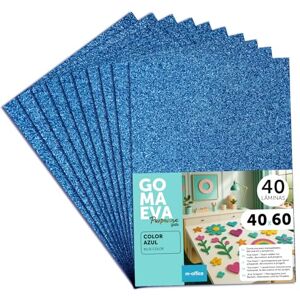 m-office Moosgummi Platten mit Glitzer 40x60cm, Bunte EVA Foam Bastelplatten für Kinder, DIY, Schule, Deko & Kunstprojekte – Ideal als Bastelpapier, Moosgummi mit Glitzer (Blau, 40 uds) m-office Moosgummi Platten mit Glitzer 40x60cm, Bunte EVA Foam Bastelplatten für Kinder, DIY, Schule, Deko & Kunstprojekte – Ideal als Bastelpapier, Moosgummi mit Glitzer (Blau, 40 uds)