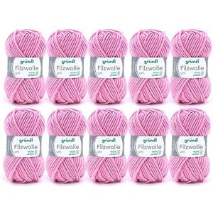 Gründl Rosa Wolle - Filzwolle für Stricken & Häkeln - 100% Schurwolle Gründl Rosa Wolle - Filzwolle für Stricken & Häkeln - 100% Schurwolle