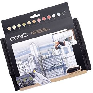 Copic Classic Set "Architektur Farben", 12er Set im Wallet, Twin Marker mit einer mittelbreiten und einer feinen Spitze Copic Classic Set "Architektur Farben", 12er Set im Wallet, Twin Marker mit einer mittelbreiten und einer feinen Spitze