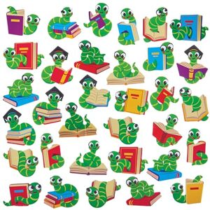 Baker Ross FN366 Book Worm Foam Stickers Packung mit 150 Aufklebern, Welttag des Buches, Bastelbedarf für Schulen Baker Ross FN366 Book Worm Foam Stickers Packung mit 150 Aufklebern, Welttag des Buches, Bastelbedarf für Schulen