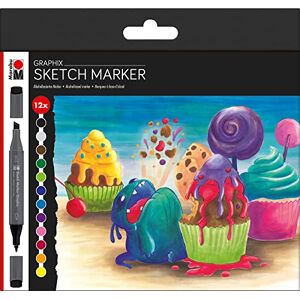 Marabu 0148000000100 Sketch Marker Graphix 12er Set Sugarholic, japanische Doppelspitze 1-7 mm Keilspitze und 1 mm fein, brillant, schnelltrocknende, alkoholbasierte Tinte, geruchsarm und wasserfest Marabu 0148000000100 Sketch Marker Graphix 12er Set Sugarholic, japanische Doppelspitze 1-7 mm Keilspitze und 1 mm fein, brillant, schnelltrocknende, alkoholbasierte Tinte, geruchsarm und wasserfest