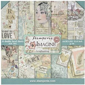 Stamperia Papierblock 10 Blätter 20.3 x 20.3 (8" x 8") doppelseitig "Imagine Stamperia Papierblock 10 Blätter 20.3 x 20.3 (8" x 8") doppelseitig "Imagine
