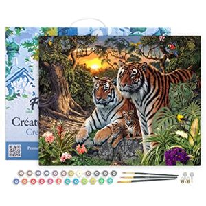 ART Malen Nach Zahlen Erwachsene Mit Rahmen Tiger Familie Paint by Numbers Basteln DIY Bastelset 40x50cm Leinwand gespannt auf Holzrahmen ART Malen Nach Zahlen Erwachsene Mit Rahmen Tiger Familie Paint by Numbers Basteln DIY Bastelset 40x50cm Leinwand gespannt auf Holzrahmen