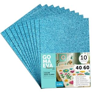 m-office Moosgummi Platten mit Glitzer 40x60cm, Bunte EVA Foam Bastelplatten für Kinder, DIY, Schule, Deko & Kunstprojekte – Ideal als Bastelpapier, Moosgummi mit Glitzer (Hellblau, 10 uds) m-office Moosgummi Platten mit Glitzer 40x60cm, Bunte EVA Foam Bastelplatten für Kinder, DIY, Schule, Deko & Kunstprojekte – Ideal als Bastelpapier, Moosgummi mit Glitzer (Hellblau, 10 uds)