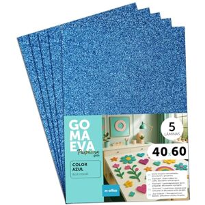 m-office Moosgummi Platten mit Glitzer 40x60cm, Bunte EVA Foam Bastelplatten für Kinder, DIY, Schule, Deko & Kunstprojekte – Ideal als Bastelpapier, Moosgummi mit Glitzer – (Blau, 5 uds) m-office Moosgummi Platten mit Glitzer 40x60cm, Bunte EVA Foam Bastelplatten für Kinder, DIY, Schule, Deko & Kunstprojekte – Ideal als Bastelpapier, Moosgummi mit Glitzer – (Blau, 5 uds)