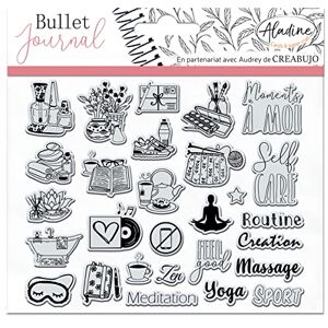 Aladine Self Care Stempelbrett aus Schaumstoff, Silikonabdruck, ideal für Bullet Journal, Scrapbooking, Notizbücher – kreative Hobbys Aladine Self Care Stempelbrett aus Schaumstoff, Silikonabdruck, ideal für Bullet Journal, Scrapbooking, Notizbücher – kreative Hobbys