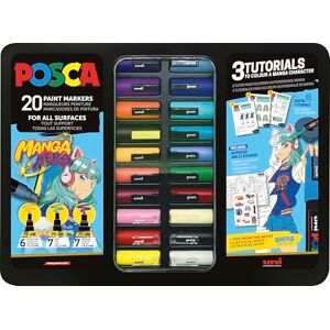 POSCA 186833 Marker Set Manga Hero, 20 Acrylstifte inkl. Tutorials, Poster und Sticker, PC-1M, PC-3M, PC-5M POSCA 186833 Marker Set Manga Hero, 20 Acrylstifte inkl. Tutorials, Poster und Sticker, PC-1M, PC-3M, PC-5M