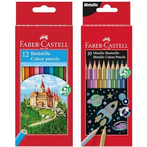 Faber-Castell 205218 Buntstifte Set 22-teilig, mit Basic und Metallic Farben, bruchsicher, Sechskant, für Kinder und Erwachsene Faber-Castell 205218 Buntstifte Set 22-teilig, mit Basic und Metallic Farben, bruchsicher, Sechskant, für Kinder und Erwachsene