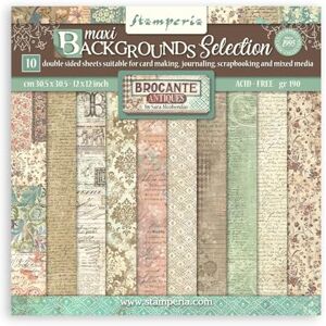 Stamperia Scrapbook Paper Pad for Scrapbooking, Albums, Cards, Bullet Journals, and More, Acid Free, Double-Sided, Perfect for Crafts, and Gifting (Brocante Antiques Maxi Background) (30.5 x 30.5cm) Stamperia Scrapbook Paper Pad for Scrapbooking, Albums, Cards, Bullet Journals, and More, Acid Free, Double-Sided, Perfect for Crafts, and Gifting (Brocante Antiques Maxi Background) (30.5 x 30.5cm)