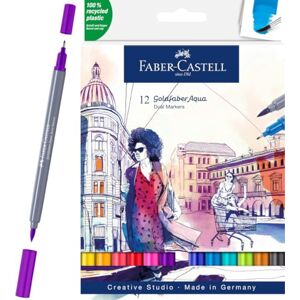 Faber-Castell 164612 Goldfaber Aqua Dual Marker, mit Pinselspitze und Fineliner Spitze, 12er Etui Faber-Castell 164612 Goldfaber Aqua Dual Marker, mit Pinselspitze und Fineliner Spitze, 12er Etui