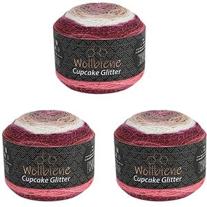 Wollbiene Cupcake Glitter Simli 3 x 150g Strickwolle 450 Gramm Wolle zum Stricken und Häkeln Babywolle türkische Wolle Farbverlaufswolle Glitzer (3080 beere beige braun) Wollbiene Cupcake Glitter Simli 3 x 150g Strickwolle 450 Gramm Wolle zum Stricken und Häkeln Babywolle türkische Wolle Farbverlaufswolle Glitzer (3080 beere beige braun)