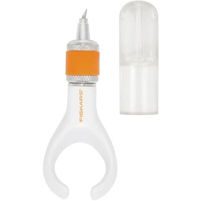 Fiskars Finger-Drehbastelmesser/-cutter, Für Rechts- und Linkshänder Gesamtlänge: 17,6 cm, Qualitätsstahl/Kunststoff, Weiß, 1003756 Fiskars Finger-Drehbastelmesser/-cutter, Für Rechts- und Linkshänder Gesamtlänge: 17,6 cm, Qualitätsstahl/Kunststoff, Weiß, 1003756