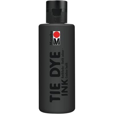 Marabu TIE DYE INK Batikfarbe in Schwarz, 80 ml Farbe auf Wasserbasis, vegan, strahlende Stofffarbe für helle Textilien bis 20% Kunstfaseranteil, 17300004073 Marabu TIE DYE INK Batikfarbe in Schwarz, 80 ml Farbe auf Wasserbasis, vegan, strahlende Stofffarbe für helle Textilien bis 20% Kunstfaseranteil, 17300004073
