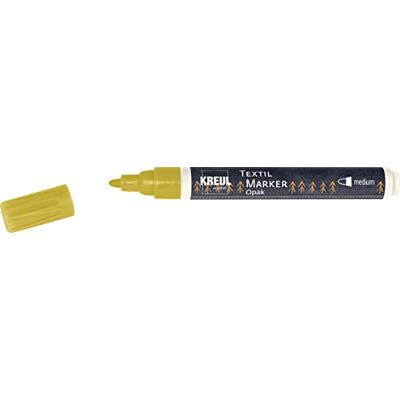 KREUL 92769 Textil Marker Opak medium, Gold, mit Rundspitze, Strichstärke circa 2 bis 4 mm, deckender Stoffmalstift zum Gestalten von hellen und dunklen Stoffen, waschecht nach Fixierung KREUL 92769 Textil Marker Opak medium, Gold, mit Rundspitze, Strichstärke circa 2 bis 4 mm, deckender Stoffmalstift zum Gestalten von hellen und dunklen Stoffen, waschecht nach Fixierung