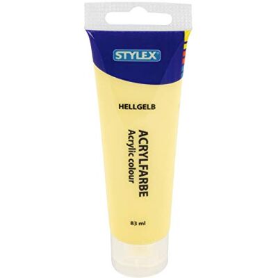 Stylex 28760 Acrylfarbe auf Wasserbasis, 83 ml Tube in pastellgelb, matt, hohe Deck- und Farbkraft, lichtbeständig, schnelltrocknend und wasserfest Stylex 28760 Acrylfarbe auf Wasserbasis, 83 ml Tube in pastellgelb, matt, hohe Deck- und Farbkraft, lichtbeständig, schnelltrocknend und wasserfest