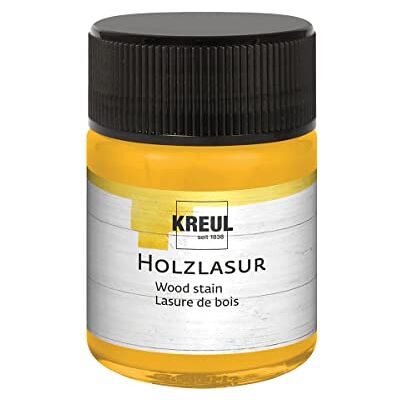 KREUL 78502 Farbintensive Acryl Holzlasur, 50 ml Glas in sonnengelb, für unbehandeltes, natürliches Holz und saugende Naturpapiere, fließend flüssige Farbe auf Wasserbasis KREUL 78502 Farbintensive Acryl Holzlasur, 50 ml Glas in sonnengelb, für unbehandeltes, natürliches Holz und saugende Naturpapiere, fließend flüssige Farbe auf Wasserbasis