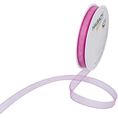 Halbach Seidenbänder Premium Organzaband Breite 10mm Länge 50 m Bastelband zum Verzieren von Geschenken, transparentes Band, Dekoband zum basteln, Farbe: pink Halbach Seidenbänder Premium Organzaband Breite 10mm Länge 50 m Bastelband zum Verzieren von Geschenken, transparentes Band, Dekoband zum basteln, Farbe: pink