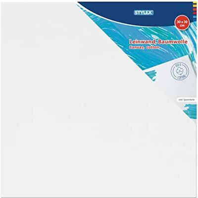Stylex 28578 Keilrahmen 30 x 30 cm, mit Leinwand aus 100 % Baumwollgewebe bespannt, grundiert, rückseitig geheftet, für Öl-, Acryl- und Temperafarben, Gouache Malerei Stylex 28578 Keilrahmen 30 x 30 cm, mit Leinwand aus 100 % Baumwollgewebe bespannt, grundiert, rückseitig geheftet, für Öl-, Acryl- und Temperafarben, Gouache Malerei