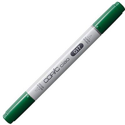 Copic Ciao Marker Typ G 17, Forest Green, vielseitiger Layoutmarker, mit einer mittelbreiten und einer Brush-Spitze Copic Ciao Marker Typ G 17, Forest Green, vielseitiger Layoutmarker, mit einer mittelbreiten und einer Brush-Spitze