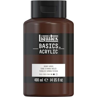 Liquitex 8870333 Basics Acrylfarbe, monopigmentierte Künstlerpigmente, lichtecht, mittlere Viskosität, Archivqualität, seidenglänzender Finish, 400ml Flasche Umbra gebrannt Liquitex 8870333 Basics Acrylfarbe, monopigmentierte Künstlerpigmente, lichtecht, mittlere Viskosität, Archivqualität, seidenglänzender Finish, 400ml Flasche Umbra gebrannt