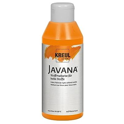 KREUL 91303 Javana Stoffmalfarbe für helle Stoffe, 250 ml Glas in orange, geschmeidige Farbe auf Wasserbasis mit cremigem Charakter, dringt fasertief ein, waschecht nach Fixierung KREUL 91303 Javana Stoffmalfarbe für helle Stoffe, 250 ml Glas in orange, geschmeidige Farbe auf Wasserbasis mit cremigem Charakter, dringt fasertief ein, waschecht nach Fixierung