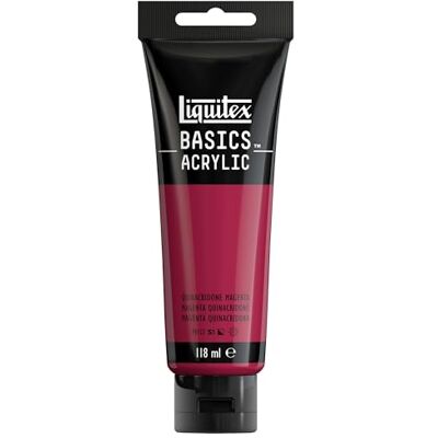 Liquitex 8870010 Basics Acrylfarbe, monopigmentierte Künstlerpigmente, lichtecht, mittlere Viskosität, Archivqualität, seidenglänzender Finish, 118ml Tube Quinacridone Magenta Liquitex 8870010 Basics Acrylfarbe, monopigmentierte Künstlerpigmente, lichtecht, mittlere Viskosität, Archivqualität, seidenglänzender Finish, 118ml Tube Quinacridone Magenta