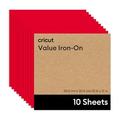 Cricut Plotterfolie Textil im Vorteilspack 10 Blatt 30,5 cm x 30,5 cm Textil-Flexfolie für Plotter (Iron-On) für alle Schneidemaschinen Rot Cricut Plotterfolie Textil im Vorteilspack 10 Blatt 30,5 cm x 30,5 cm Textil-Flexfolie für Plotter (Iron-On) für alle Schneidemaschinen Rot