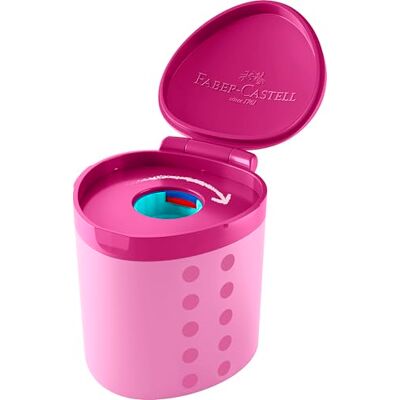 Faber-Castell Spitzdose Grippy mit Schneidschutz Pink Anspitzer mit Behälter, für extra dicke Buntstifte mit 17,8 mm Durchmesser Faber-Castell Spitzdose Grippy mit Schneidschutz Pink Anspitzer mit Behälter, für extra dicke Buntstifte mit 17,8 mm Durchmesser