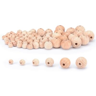 Creative Unbehandelte Holzperlen Set, 525 Stück, Runde Perlen zum Basteln von DIY handgefertigte Dekorationen Schmuck Handwerk, Holz Creative Unbehandelte Holzperlen Set, 525 Stück, Runde Perlen zum Basteln von DIY handgefertigte Dekorationen Schmuck Handwerk, Holz