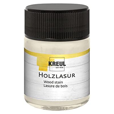 KREUL 78501 Farbintensive Acryl Holzlasur, 50 ml Glas in weiß, für unbehandeltes, natürliches Holz und saugende Naturpapiere, fließend flüssige Farbe auf Wasserbasis KREUL 78501 Farbintensive Acryl Holzlasur, 50 ml Glas in weiß, für unbehandeltes, natürliches Holz und saugende Naturpapiere, fließend flüssige Farbe auf Wasserbasis