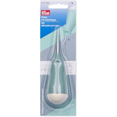 Prym 610965 Pfriem Ahle zum Vorstechen und Stanzen von Löchern in Stoff, Leder und Papier, ergonomisches Handarbeitswerkzeug mit Schutzkappe, salbei Prym 610965 Pfriem Ahle zum Vorstechen und Stanzen von Löchern in Stoff, Leder und Papier, ergonomisches Handarbeitswerkzeug mit Schutzkappe, salbei