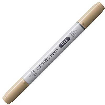 Copic Ciao Marker Typ E 43, Dull Ivory, vielseitiger Layoutmarker, mit einer mittelbreiten und einer Brush-Spitze Copic Ciao Marker Typ E 43, Dull Ivory, vielseitiger Layoutmarker, mit einer mittelbreiten und einer Brush-Spitze
