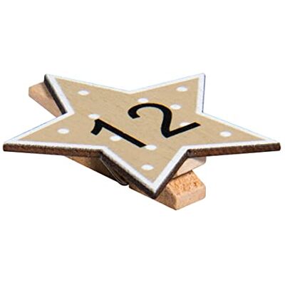 Rayher Adventskalenderzahlen Holz, Holz-Klammern mit Stern, 2,9 x 3,6 cm, Zahlen für Adventskalender 1 – 24, mit Kordel, 46659999, Bunt Rayher Adventskalenderzahlen Holz, Holz-Klammern mit Stern, 2,9 x 3,6 cm, Zahlen für Adventskalender 1 – 24, mit Kordel, 46659999, Bunt
