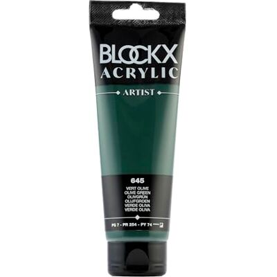 Blockx 60645BXC Tube 120ml, feine Acrylfarbe, Acrylic Artist, deckend und satiniert, PG 7 PR 254 PY 74 Olivgrün, 1 Stück Blockx 60645BXC Tube 120ml, feine Acrylfarbe, Acrylic Artist, deckend und satiniert, PG 7 PR 254 PY 74 Olivgrün, 1 Stück