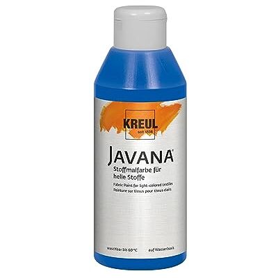 KREUL 91307 Javana Stoffmalfarbe für helle Stoffe, 250 ml Glas in royalblau, geschmeidige Farbe auf Wasserbasis mit cremigem Charakter, dringt fasertief ein, waschecht nach Fixierung KREUL 91307 Javana Stoffmalfarbe für helle Stoffe, 250 ml Glas in royalblau, geschmeidige Farbe auf Wasserbasis mit cremigem Charakter, dringt fasertief ein, waschecht nach Fixierung