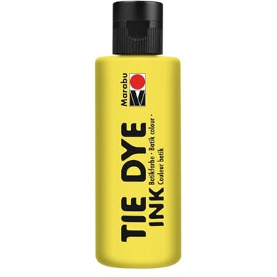 Marabu TIE DYE INK Batikfarbe in Gelb, 80 ml Farbe auf Wasserbasis, vegan, strahlende Stofffarbe für helle Textilien bis 20% Kunstfaseranteil, 17300004019 Marabu TIE DYE INK Batikfarbe in Gelb, 80 ml Farbe auf Wasserbasis, vegan, strahlende Stofffarbe für helle Textilien bis 20% Kunstfaseranteil, 17300004019