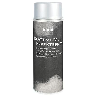 KREUL 994401 Blattmetall Effekt-Spray, Silber, 400 ml, schnelltrocknender Nitro Kombilack mit Blattmetall ähnlicher Optik KREUL 994401 Blattmetall Effekt-Spray, Silber, 400 ml, schnelltrocknender Nitro Kombilack mit Blattmetall ähnlicher Optik