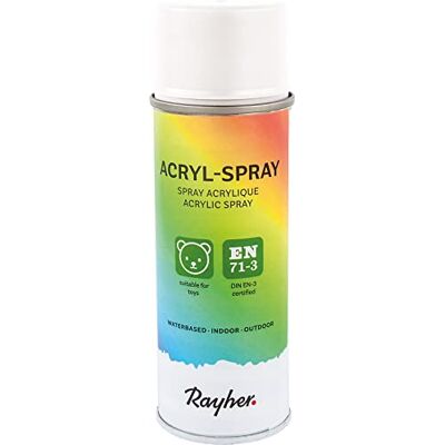 Rayher HOBBY 34145102 Acryl-Spray, Acryllack, seidenmatt, Sprühlack für innen und außen, hohe Deckkraft, umweltbewusst spraylackieren, 200 ml (1er Pack), weiß Rayher HOBBY 34145102 Acryl-Spray, Acryllack, seidenmatt, Sprühlack für innen und außen, hohe Deckkraft, umweltbewusst spraylackieren, 200 ml (1er Pack), weiß