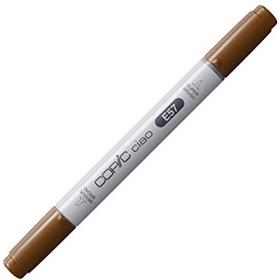 Copic Ciao Marker Typ E 57, Light Walnut, vielseitiger Layoutmarker, mit einer mittelbreiten und einer Brush-Spitze Copic Ciao Marker Typ E 57, Light Walnut, vielseitiger Layoutmarker, mit einer mittelbreiten und einer Brush-Spitze