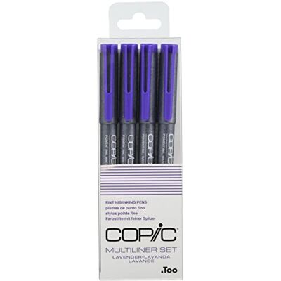 Copic Multiliner Set, Lavender, 4 Fineliner in verschiedenen Strichstärken, Zeichen Stifte mit einer feinen Spitze und wasserbeständiger Pigmenttinte Copic Multiliner Set, Lavender, 4 Fineliner in verschiedenen Strichstärken, Zeichen Stifte mit einer feinen Spitze und wasserbeständiger Pigmenttinte