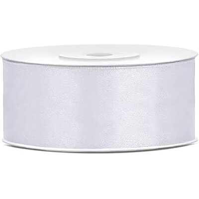 Decoraparty Schleifenband 2,5 cm weiß aus Doppelsatin, Rolle Dicke von L 25 m Band für Hochzeit, Taufe, Weihnachten, Neujahr, Geschenkidee Decoraparty Schleifenband 2,5 cm weiß aus Doppelsatin, Rolle Dicke von L 25 m Band für Hochzeit, Taufe, Weihnachten, Neujahr, Geschenkidee